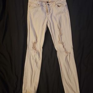 Angel Kiss pale pink distressed crop pants